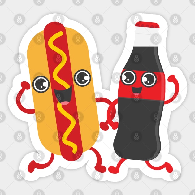 Hotdog & Coke Sticker by Plushism